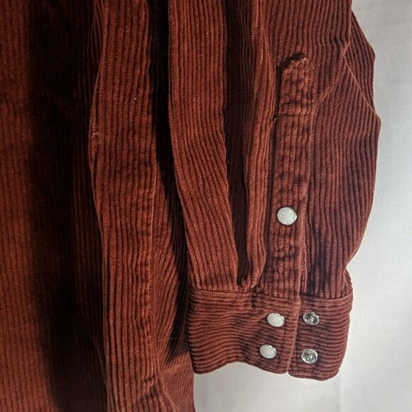 Aritzia Denim Forum Nina Orange Corduroy Button Jacket Shirt Long Sleeve 2 - Picture 4 of 13